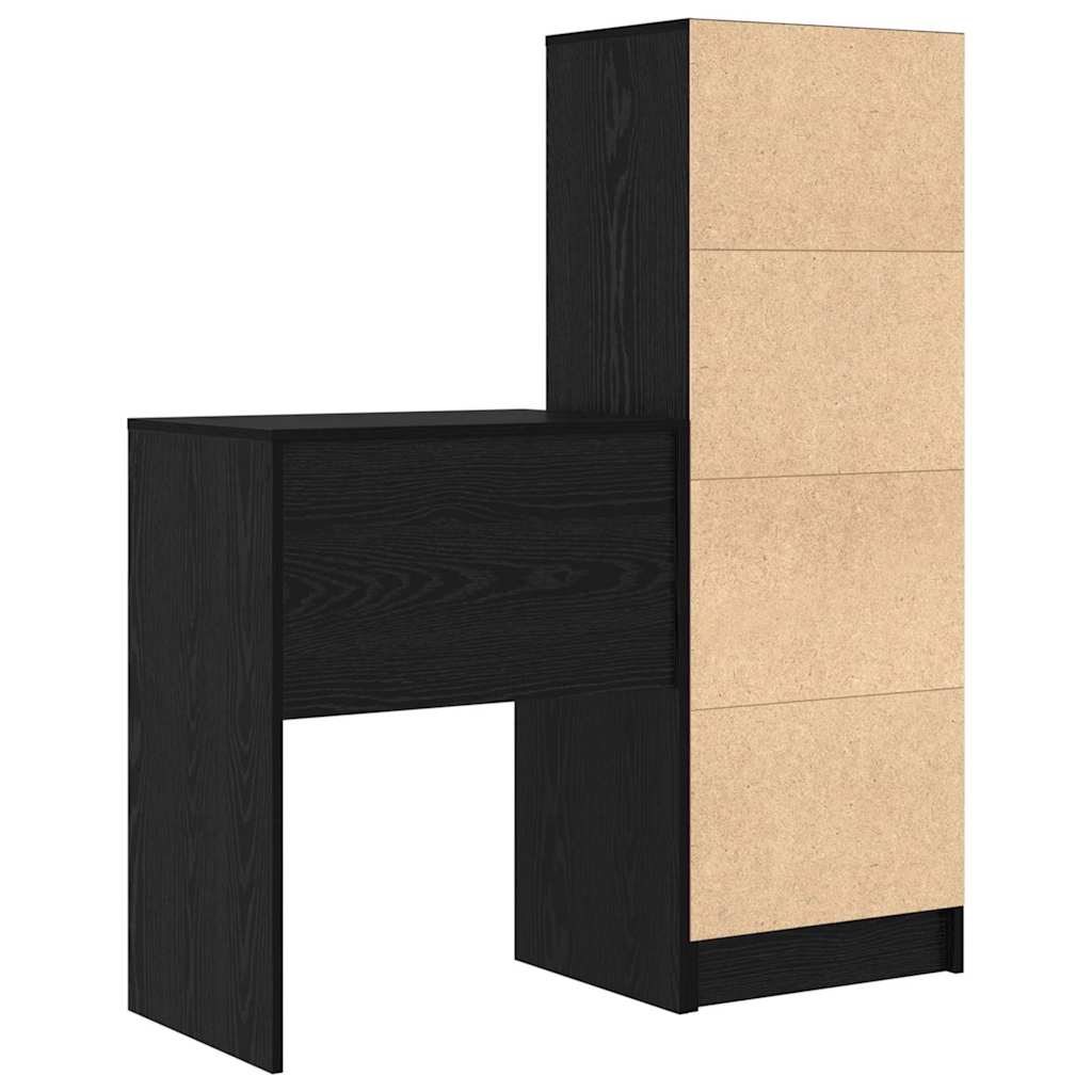 Scrivania con Spazio di Archiviazione 2 pcs Rovere nero