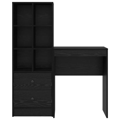 Scrivania con Spazio di Archiviazione 2 pcs Rovere nero