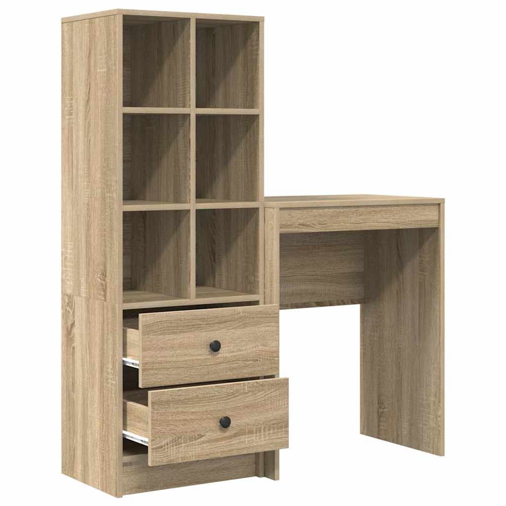 Scrivania con Spazio di Archiviazione 2 pcs Rovere Sonoma