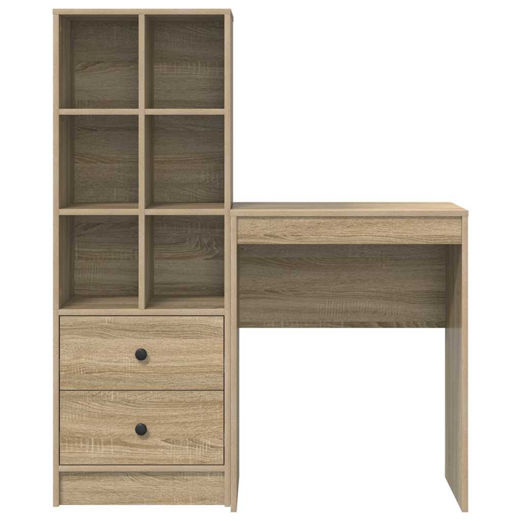 Scrivania con Spazio di Archiviazione 2 pcs Rovere Sonoma