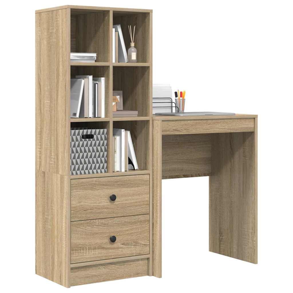 Scrivania con Spazio di Archiviazione 2 pcs Rovere Sonoma
