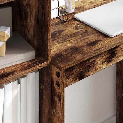 Scrivania con Spazio di Archiviazione 2 pcs Rovere fumé