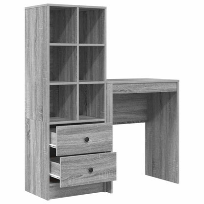 Scrivania con Spazio di Archiviazione 2 pcs Grigio sonoma