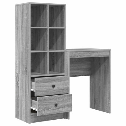 Scrivania con cassetto con lo scaffale 2 pcs Grigio Sonoma