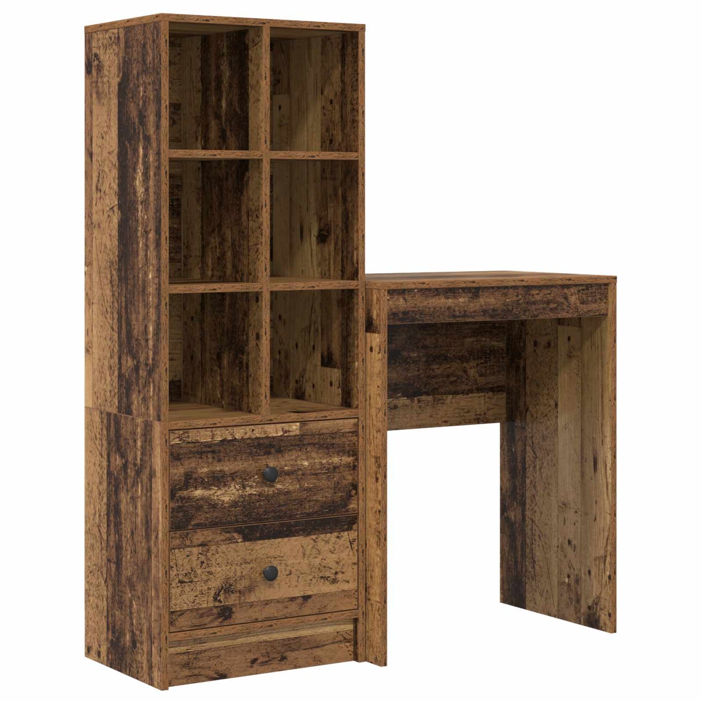 Scrivania con cassetto con lo scaffale 2 pcs Legno vecchio