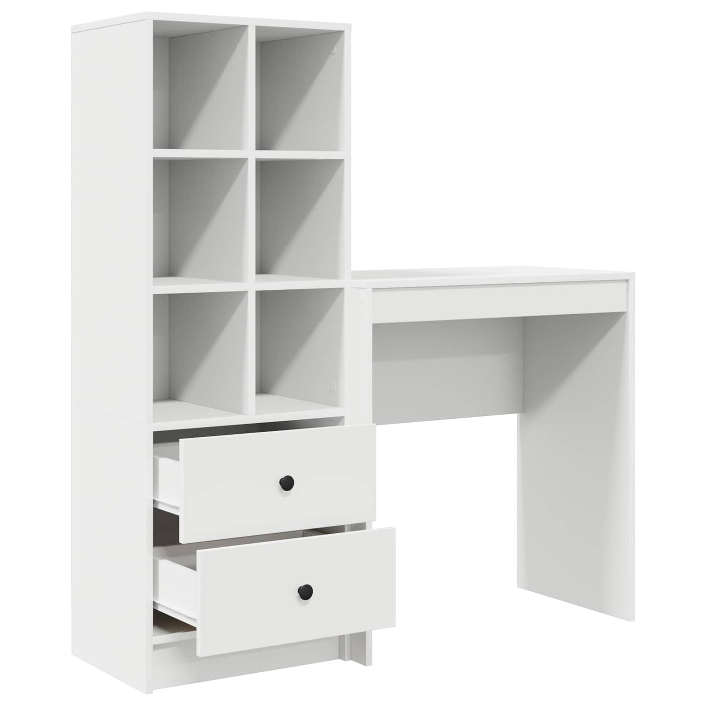 Scrivania con cassetto con lo scaffale 2 pcs Bianco