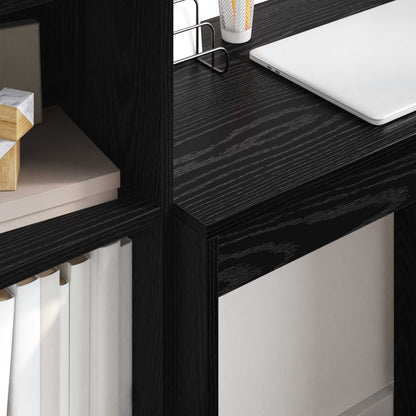 Scrivania con cassetto con lo scaffale 2 pcs Rovere Nero