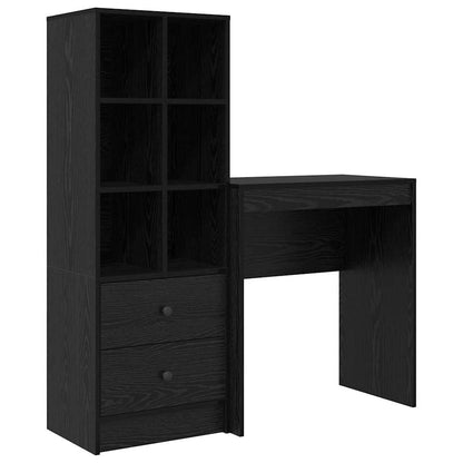 Scrivania con Spazio di Archiviazione 2 pcs Rovere nero