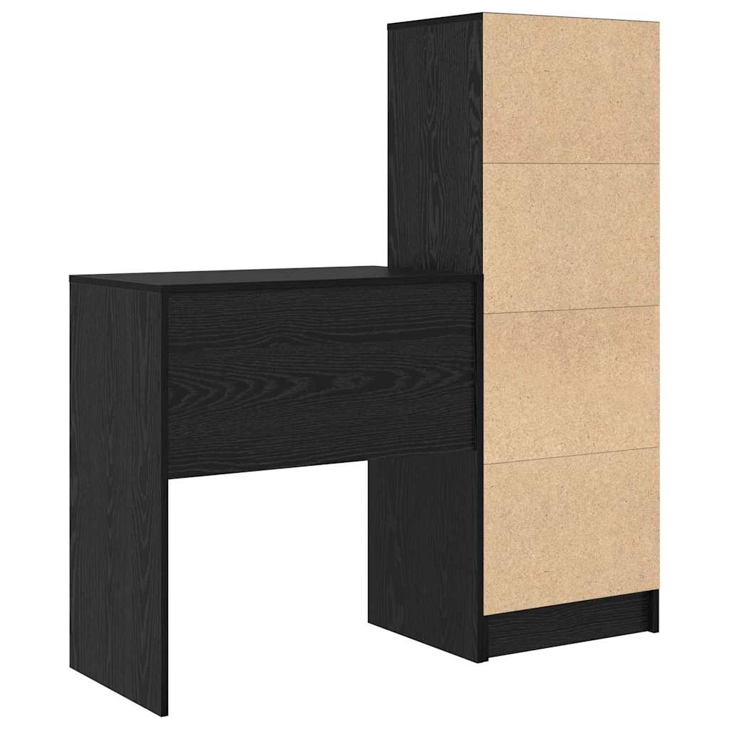 Scrivania con Spazio di Archiviazione 2 pcs Rovere nero