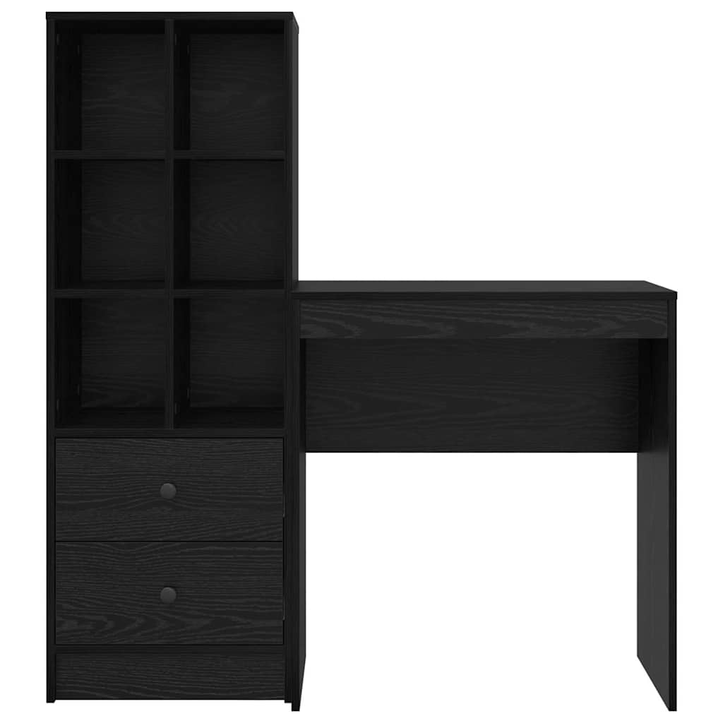 Scrivania con Spazio di Archiviazione 2 pcs Rovere nero