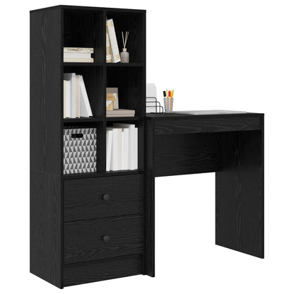 Scrivania con cassetto con lo scaffale 2 pcs Rovere Nero