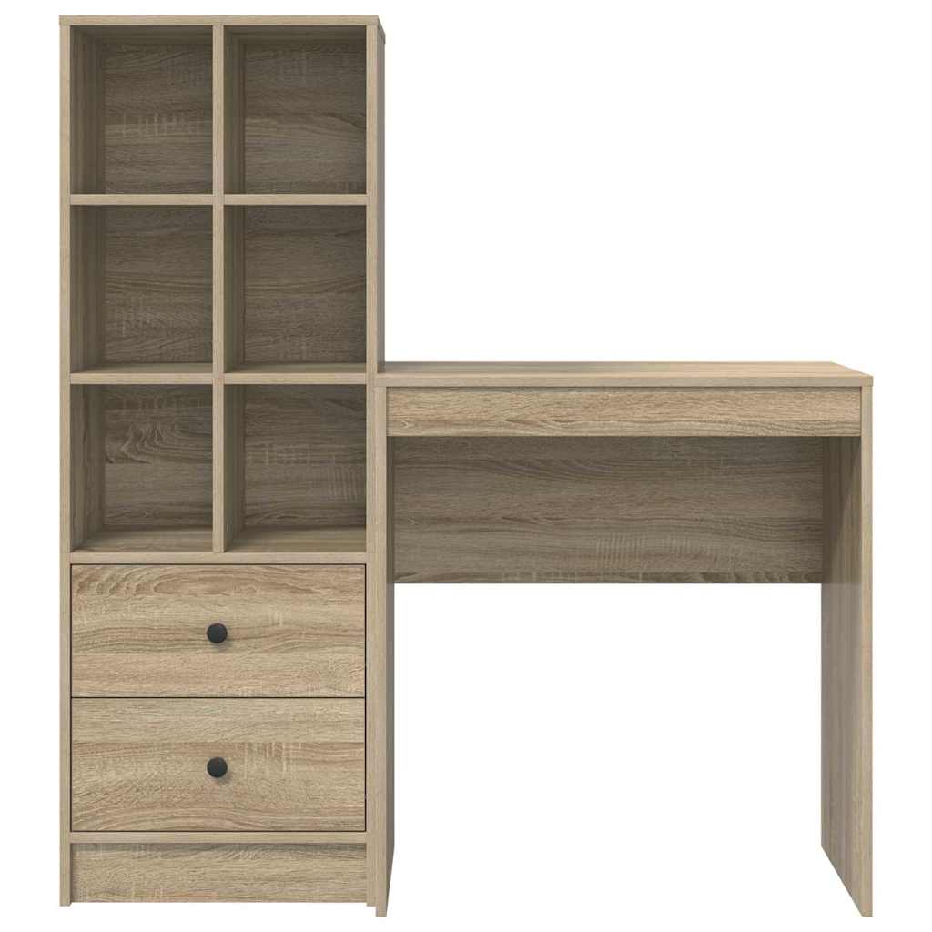 Scrivania con Spazio di Archiviazione 2 pcs Rovere Sonoma