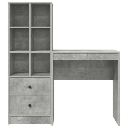 Scrivania con cassetto con lo scaffale 2 pcs Grigio cemento