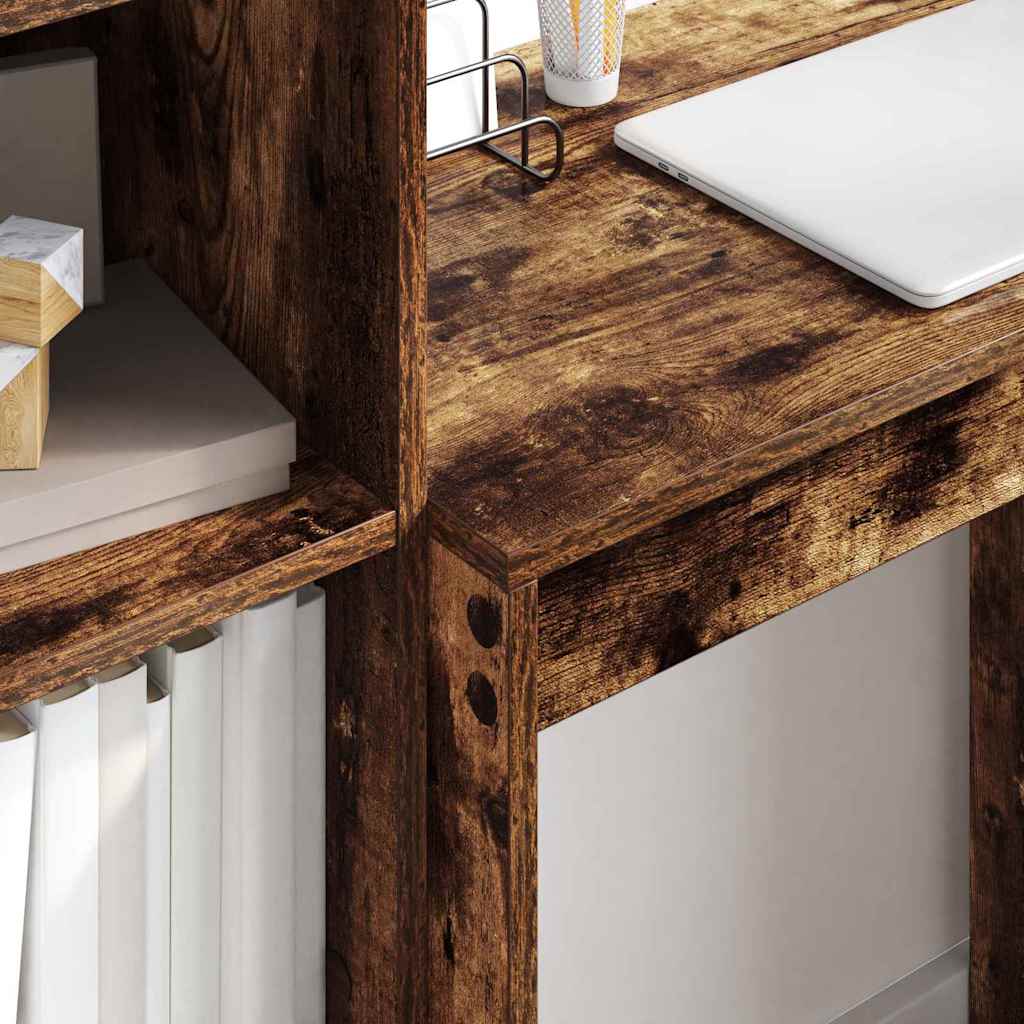 Scrivania con Spazio di Archiviazione 2 pcs Rovere fumé