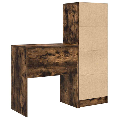 Scrivania con Spazio di Archiviazione 2 pcs Rovere fumé