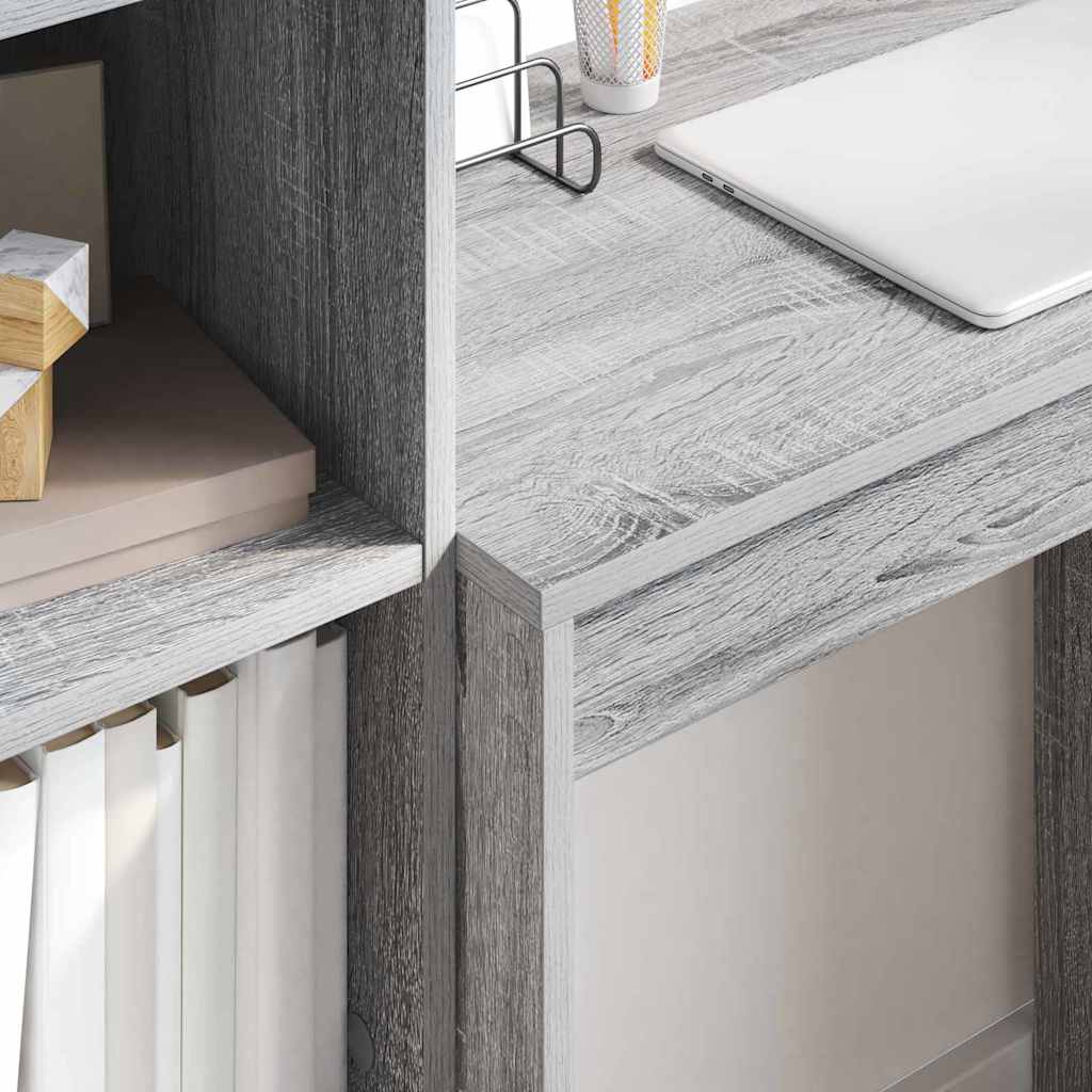 Scrivania con Spazio di Archiviazione 2 pcs Grigio sonoma