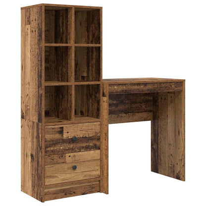 Scrivania con cassetto 2 pcs Legno vecchio