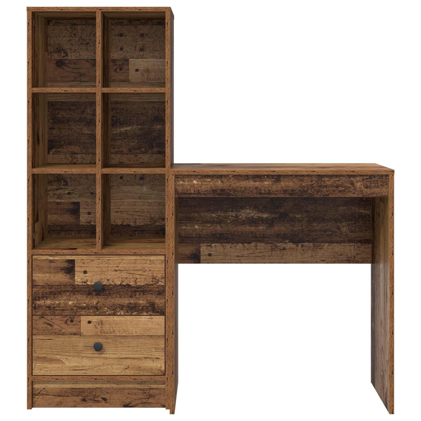 Scrivania con cassetto con lo scaffale 2 pcs Legno vecchio
