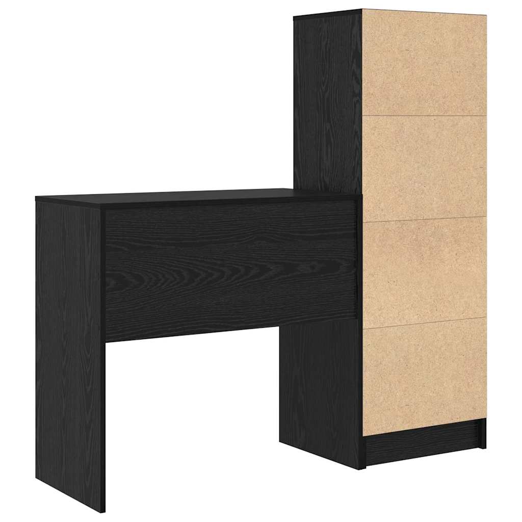Scrivania con Spazio di Archiviazione 2 pcs Rovere nero