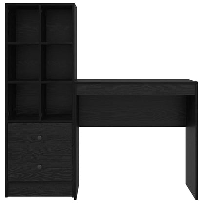 Scrivania con Spazio di Archiviazione 2 pcs Rovere nero