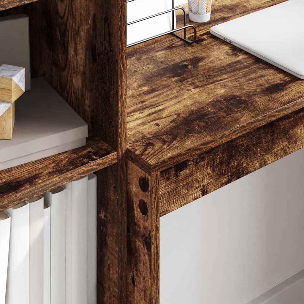 Scrivania con Spazio di Archiviazione 2 pcs Rovere fumé