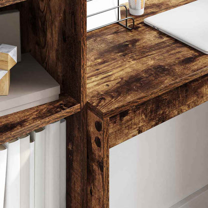 Scrivania con Spazio di Archiviazione 2 pcs Rovere fumé