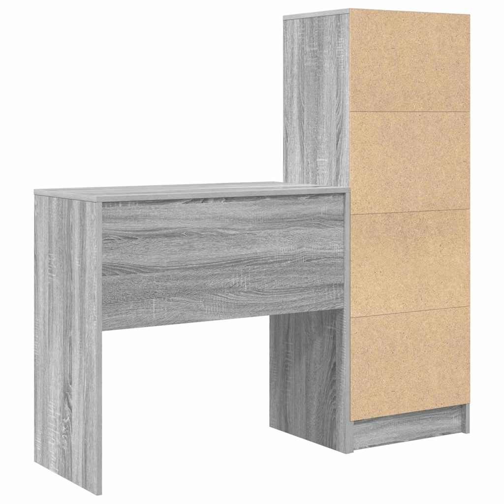 Scrivania con Spazio di Archiviazione 2 pcs Grigio sonoma