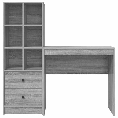 Scrivania con Spazio di Archiviazione 2 pcs Grigio sonoma