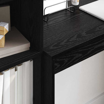 Scrivania con Spazio di Archiviazione 2 pcs Rovere nero