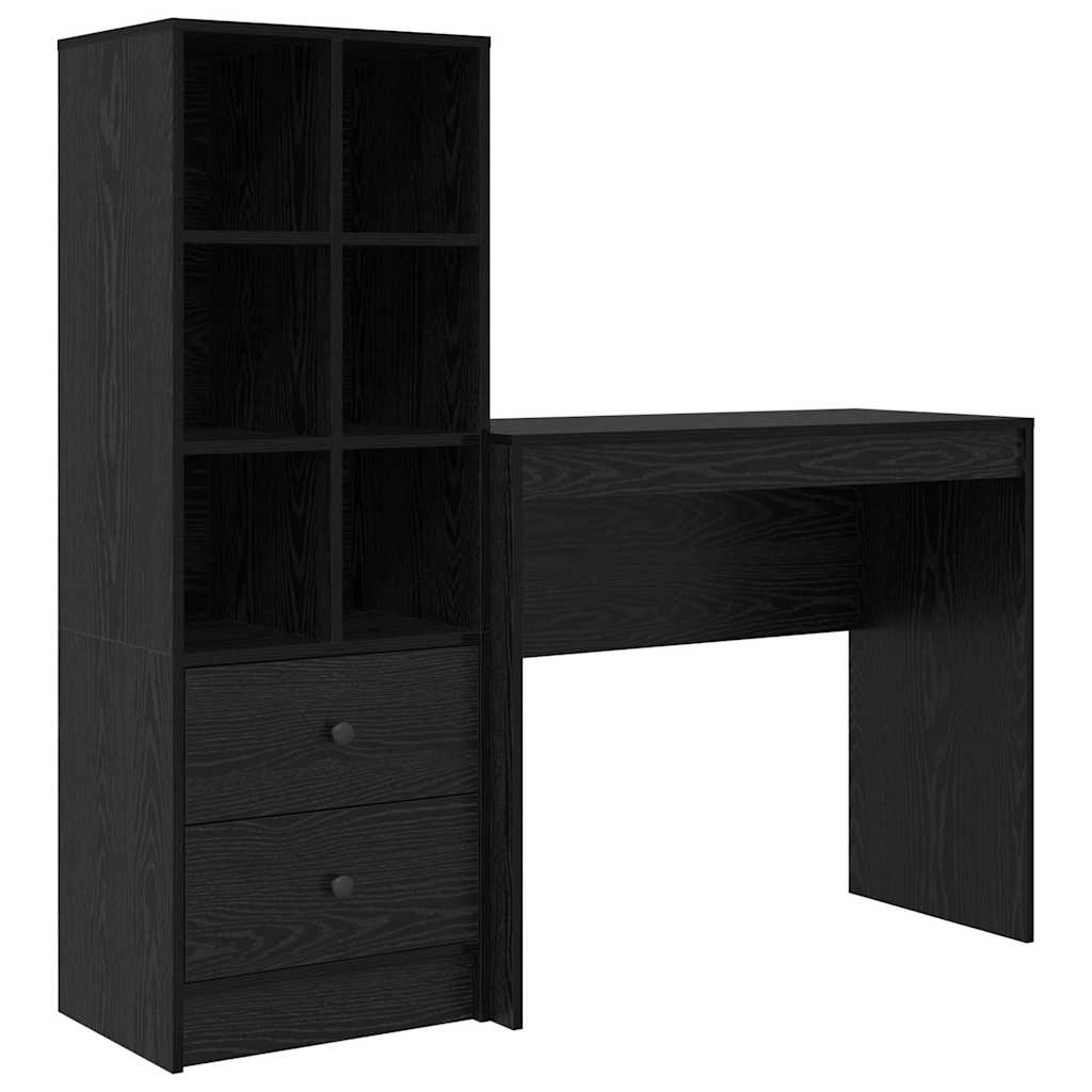 Scrivania con Spazio di Archiviazione 2 pcs Rovere nero