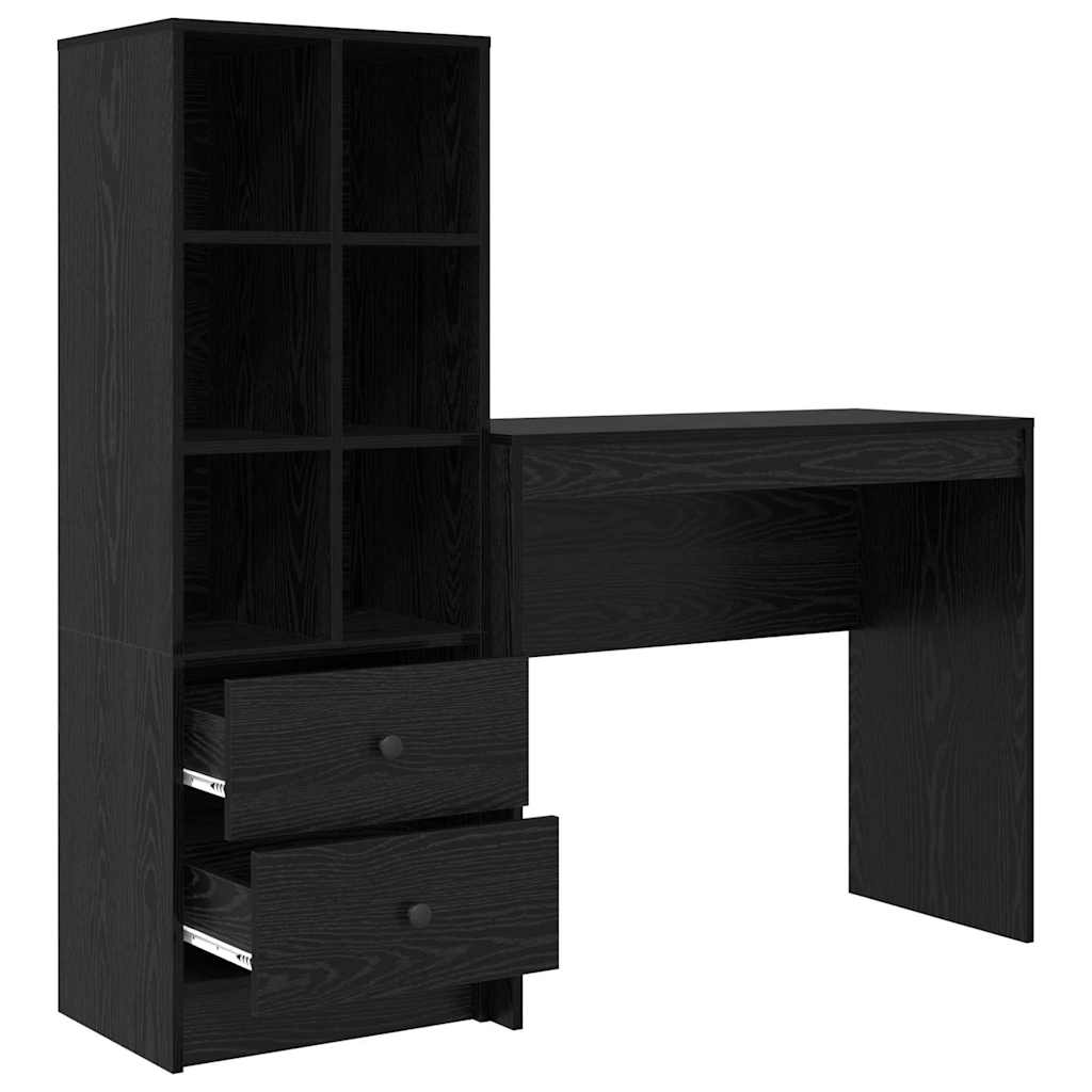 Scrivania con Spazio di Archiviazione 2 pcs Rovere nero