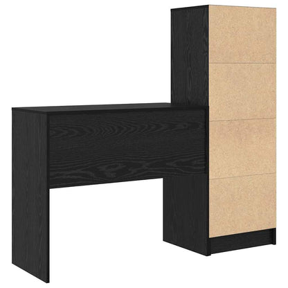 Scrivania con Spazio di Archiviazione 2 pcs Rovere nero