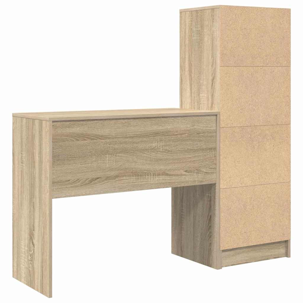Scrivania con Spazio di Archiviazione 2 pcs Rovere Sonoma