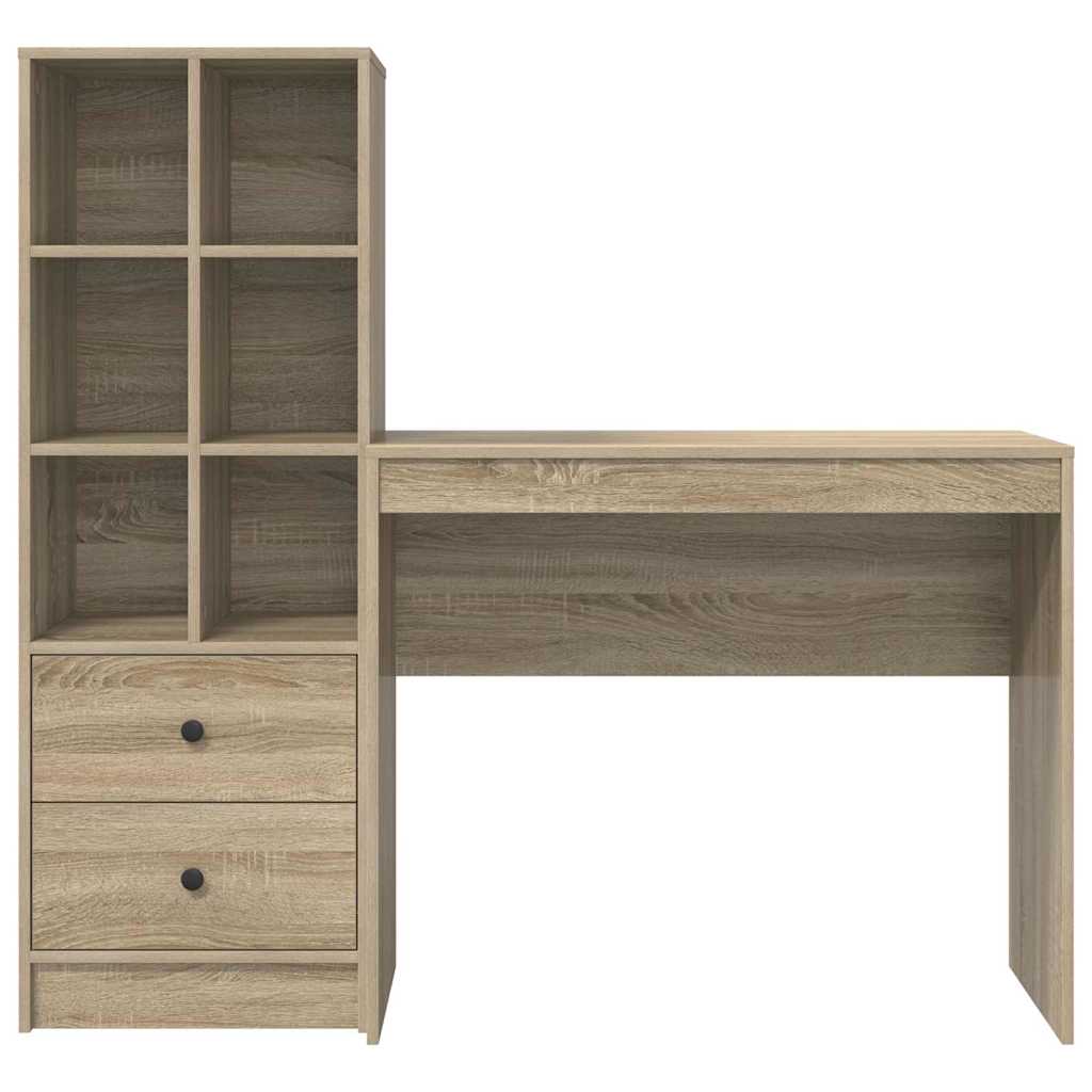 Scrivania con Spazio di Archiviazione 2 pcs Rovere Sonoma