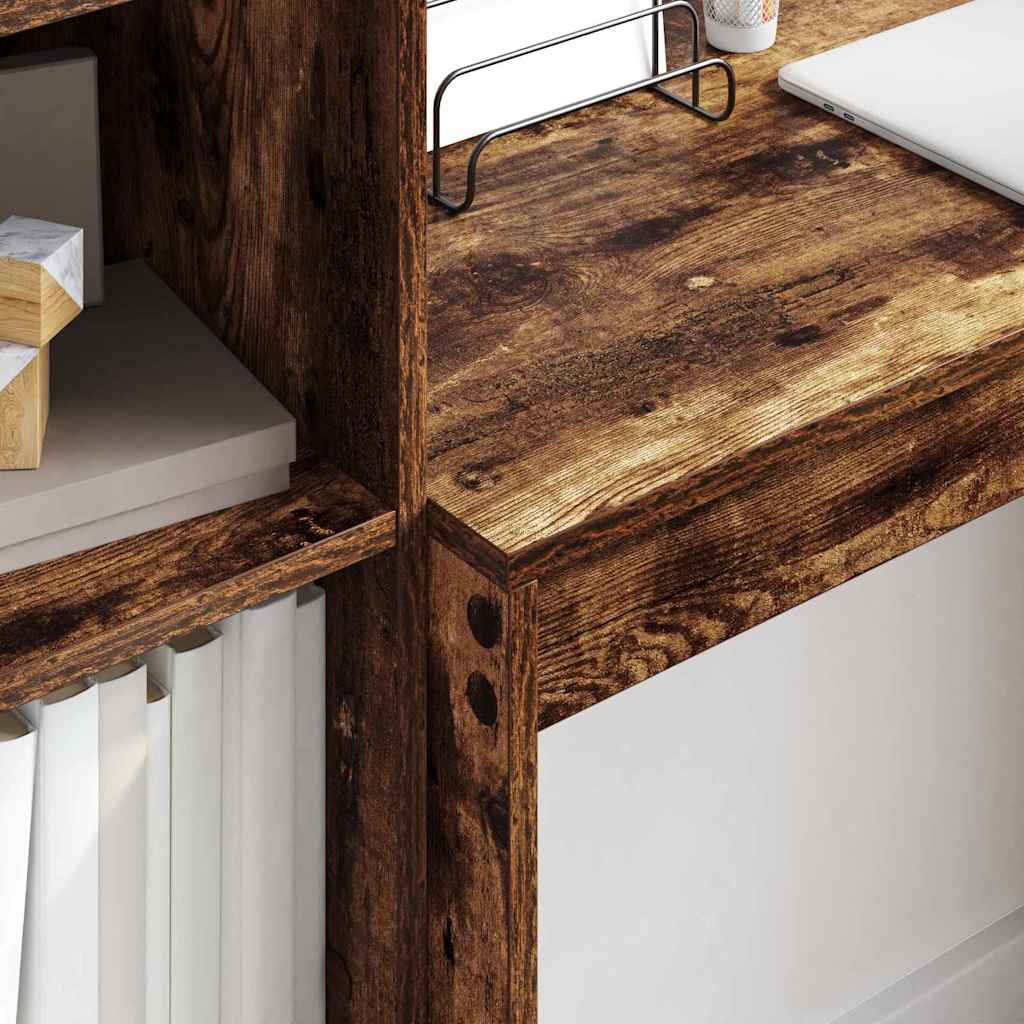 Scrivania con Spazio di Archiviazione 2 pcs Rovere fumé