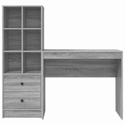 Scrivania con Spazio di Archiviazione 2 pcs Grigio sonoma