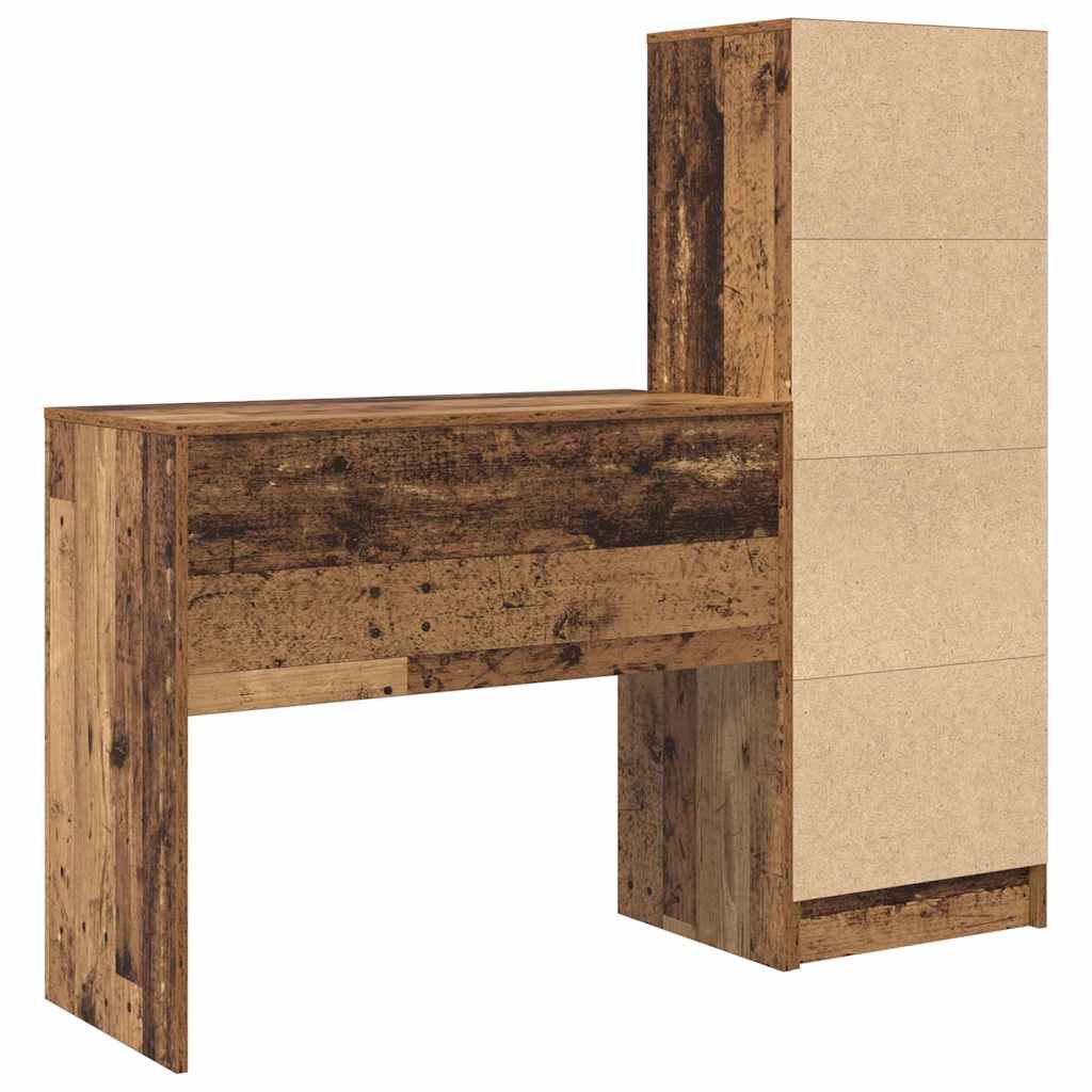 Scrivania con cassetto 2 pcs Legno vecchio