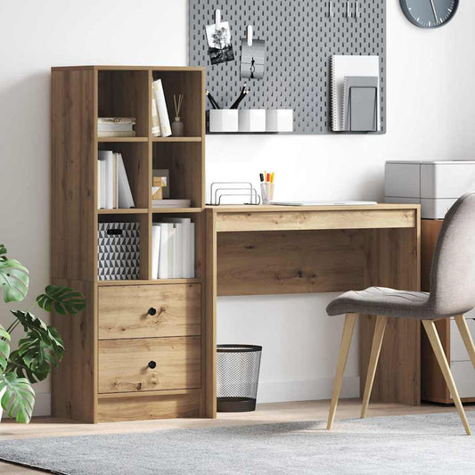 Scrivania con Spazio di Archiviazione 2 pcs rovere artigianale