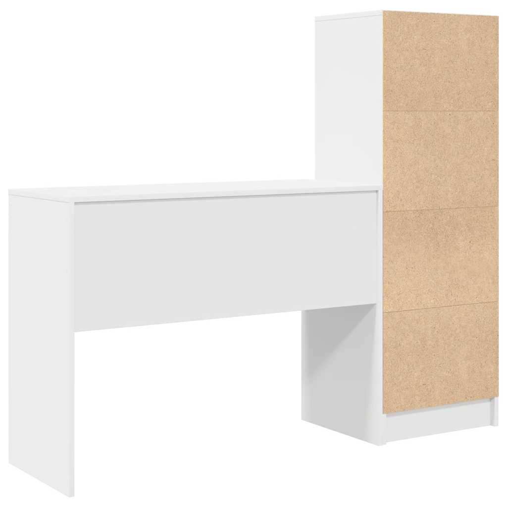 Scrivania con Spazio di Archiviazione con cassetto 2 pcs Bianco