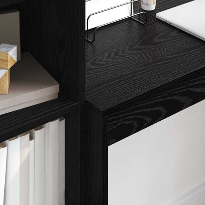 Scrivania con Spazio di Archiviazione 2 pcs Rovere nero