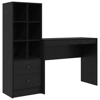 Scrivania con Spazio di Archiviazione 2 pcs Rovere nero