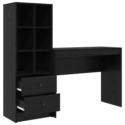 Scrivania con Spazio di Archiviazione 2 pcs Rovere nero