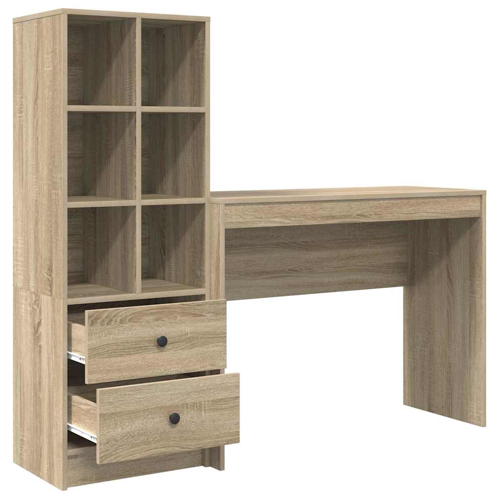 Scrivania con Spazio di Archiviazione 2 pcs Rovere Sonoma