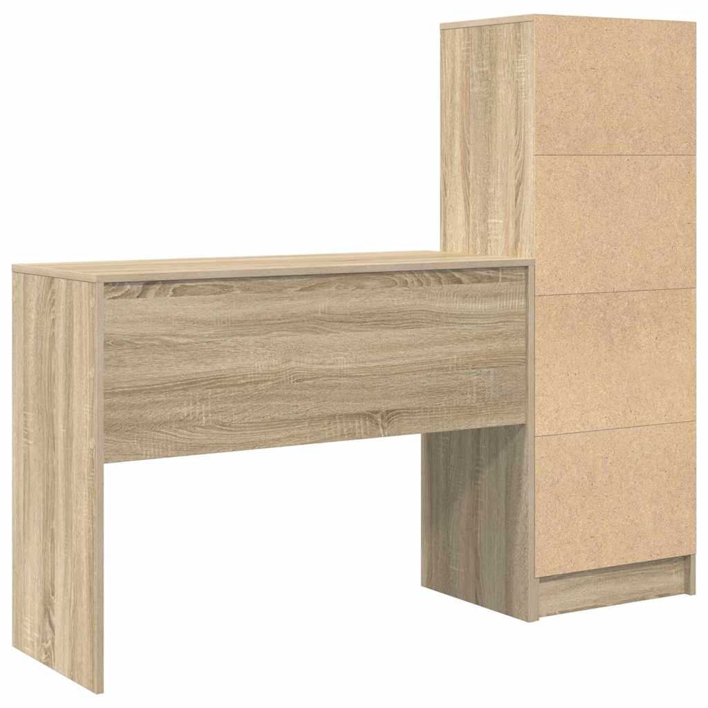 Scrivania con Spazio di Archiviazione 2 pcs Rovere Sonoma