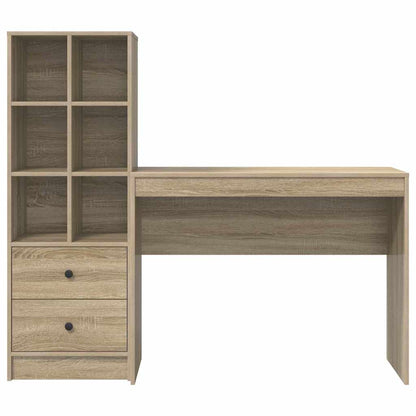 Scrivania con Spazio di Archiviazione 2 pcs Rovere Sonoma
