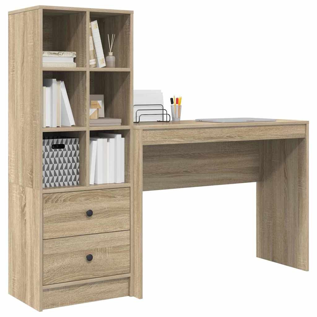 Scrivania con Spazio di Archiviazione 2 pcs Rovere Sonoma