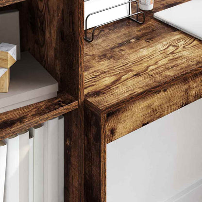 Scrivania con Spazio di Archiviazione 2 pcs Rovere fumé