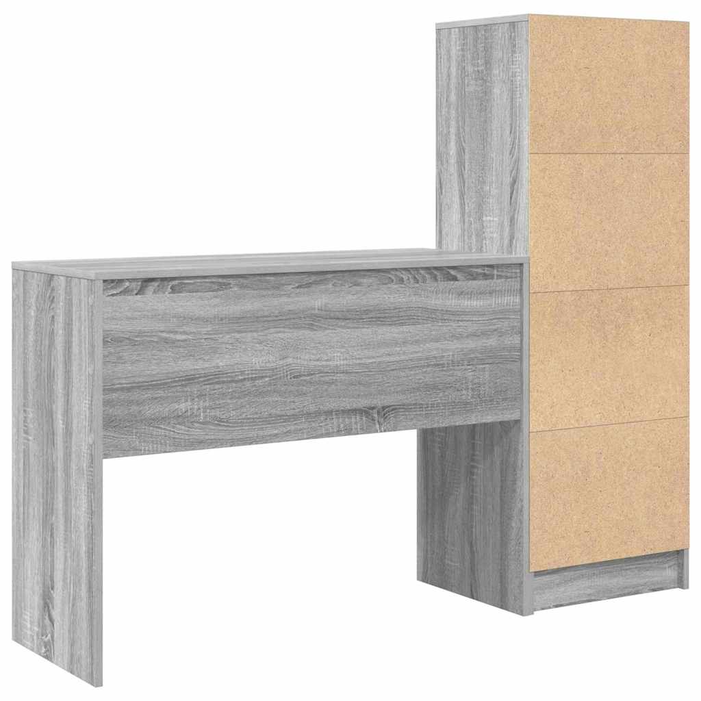 Scrivania con Spazio di Archiviazione 2 pcs Grigio sonoma