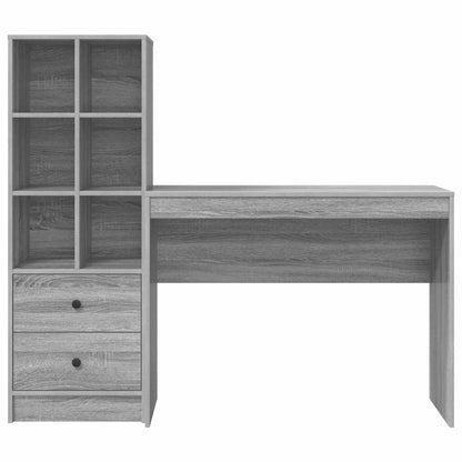 Scrivania con Spazio di Archiviazione 2 pcs Grigio sonoma