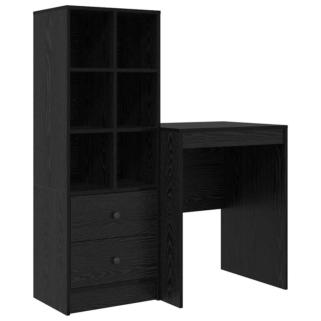 Scrivania con Spazio di Archiviazione 2 pcs Rovere nero